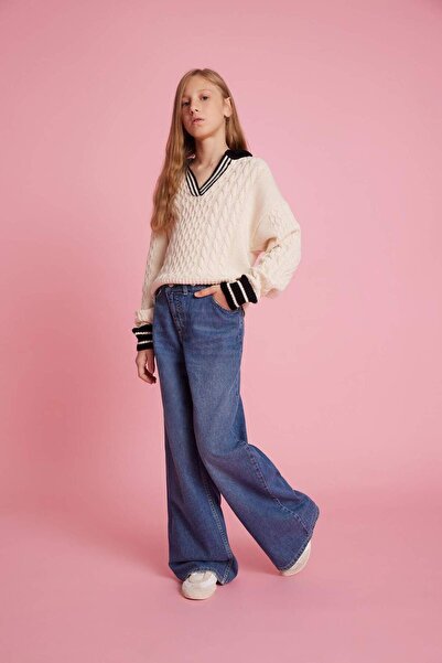 DeFacto Girl's Wide Leg Wide Leg Jean Pants G3610A825Au