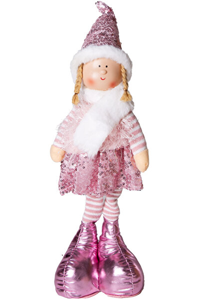 Herdekora زينة عيد الميلاد، تمثال جنية واقفة، وردي - 17x44 سم