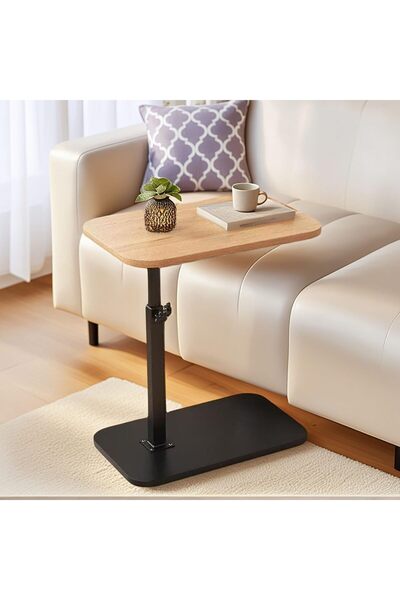 Enjoylifeme End Table, C-Shaped Small Side Table, Adjustable Height 360°Swivel Couch Tables