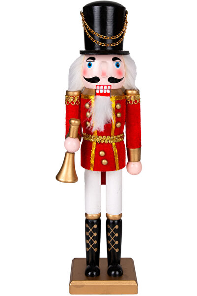 Herdekora Christmas Ornament, Tin Man, Nutcracker, Red-White - Playing Bugle, 9X38 cm