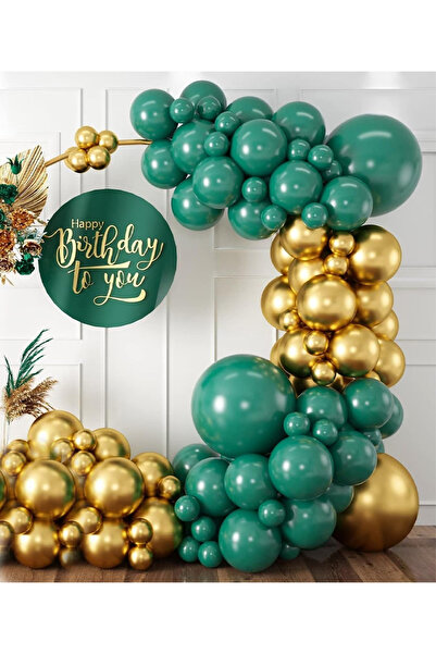 L&Wen مجموعة أقواس البالونات اللاتكسية الخضراء الذهبية، مكونة من 103 قطعة، لت...