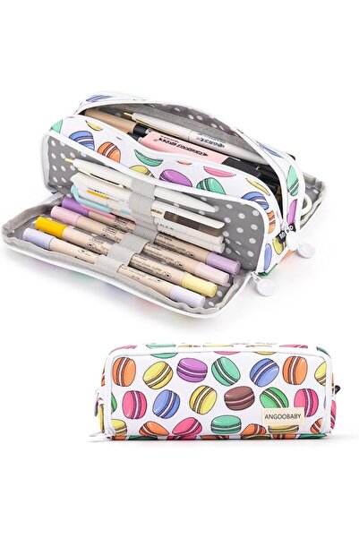 COOYA Large Pencil Case Big Capacity 3 Compartments Canvas Pencil Pouch for Boys Girls School Students