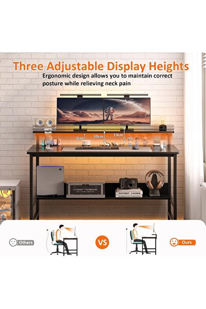 Roam shop Gaming /Office Desk with Double Layer with Monitor Rack Ergonomic Table with Storage Tier 100*50CM