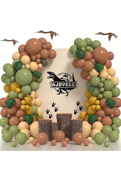 L&Wen مجموعة من 132 قطعة من أقواس البالونات اللاتكس باللونين الأخضر والبني، م...