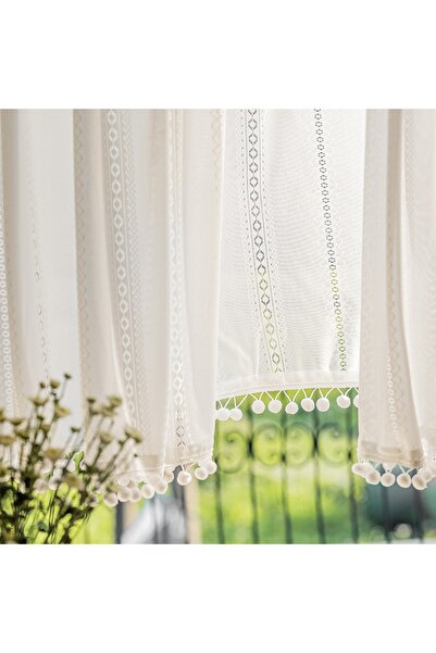 DOMEET Boho Tassel Crochet Curtains for Kitchen Living Room Vintage Rod Pocket Bohemian Curtains Geometry