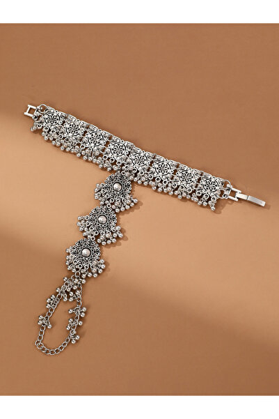 Take Two By Styli سوار سلسلة يد من الفضة المزخرفة