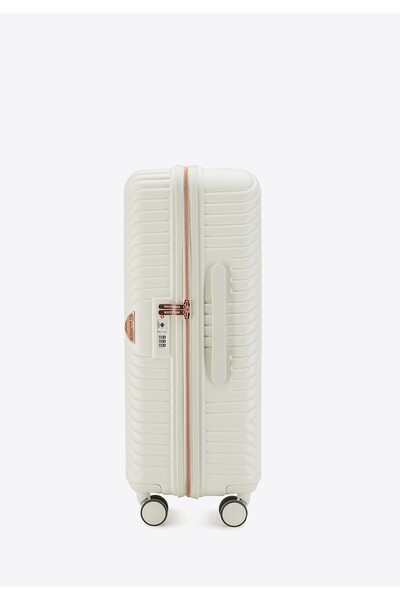 Wittchen Valiză medie pentru femei din policarbonat cu dungi, albă, policarbonat alb