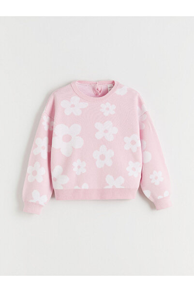 LC Waikiki Özmarka Yeni Sezon Çiçek Desenli Kız Çocuk Triko Kazak