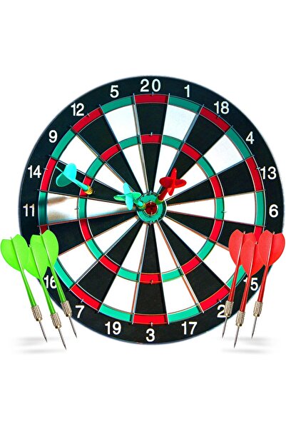 Aishini 17-inch Double-Sided Dart Board Set with 6 Metal Tip Darts