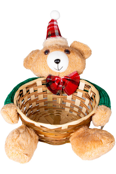 Herdekora Christmas Ornament, Basket, Brown - with Teddy Bear, Wicker Weave, ...