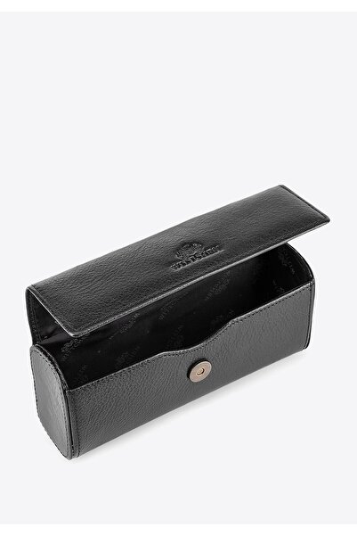 Wittchen Men's Leather Glasses Case, Simple Black, Leather