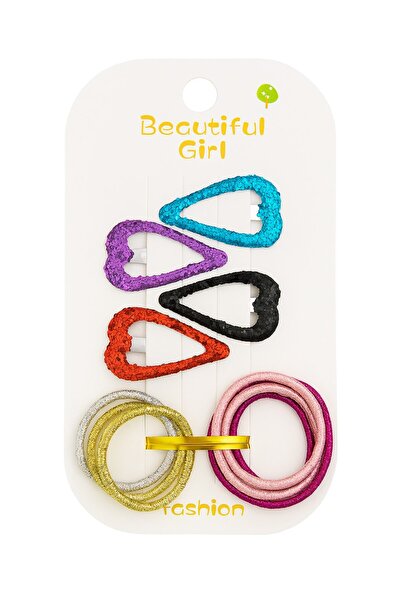 SeaBubbles Heart Patterned Glittery Girl's Buckle Set 12 Pieces Standard Blue