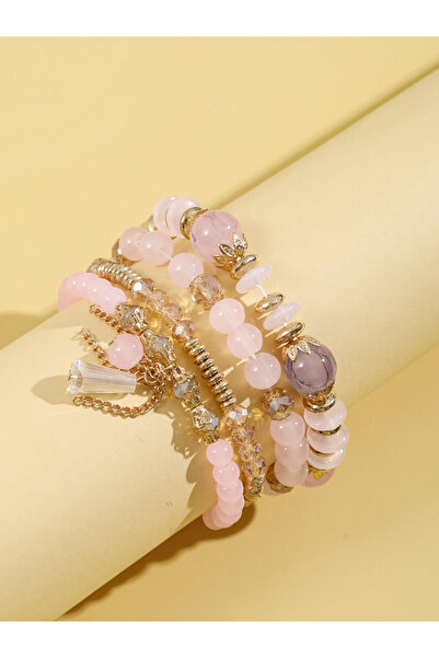 Take Two By Styli Set of 4 - Pink Chic Stack Beaded Bracelets