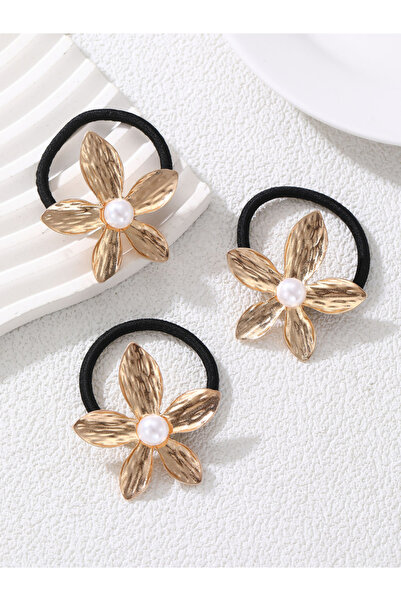 Take Two By Styli Set of 3 - Flower Shape Faux Pearl Hair Tie