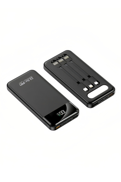 fulina 12000mAh Power Bank Fast Charging, Portable Charger with 3 Built-in Cables for Travel Backup