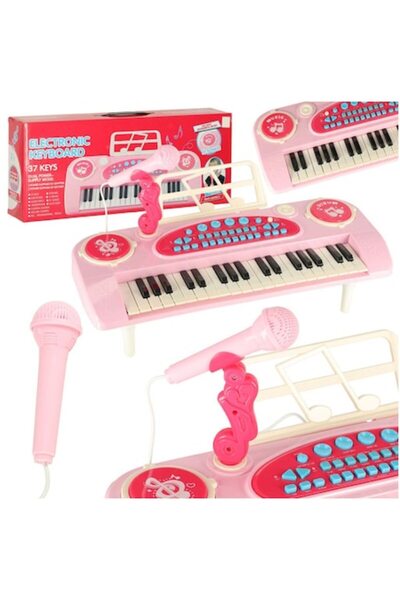 LikeSmart Table Piano electronic organ with microphone, 37 keys, White/Pink, complete set