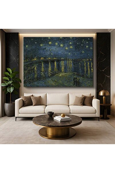 GülsenArt Vincent van Gogh Rhône Üzerinde Yıldızlı Gece Nehir Resmi Kanvas Ta...