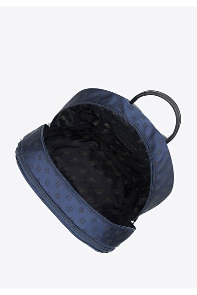Wittchen Women's Jacquard Backpack, Two-Compartment, Navy Blue, Navy Blue Polyester
