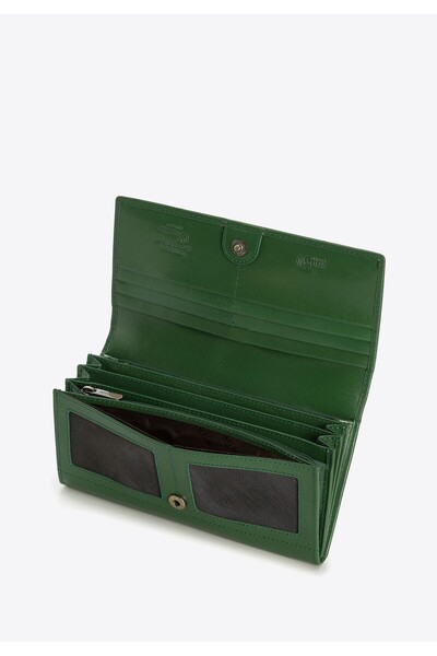 Wittchen Women's Leather Wallet with a Straight Cut, Green, Leather