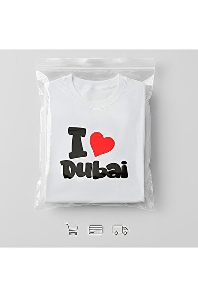 Aishini I Love Dubai T-Shirt (Unisex, M, White)