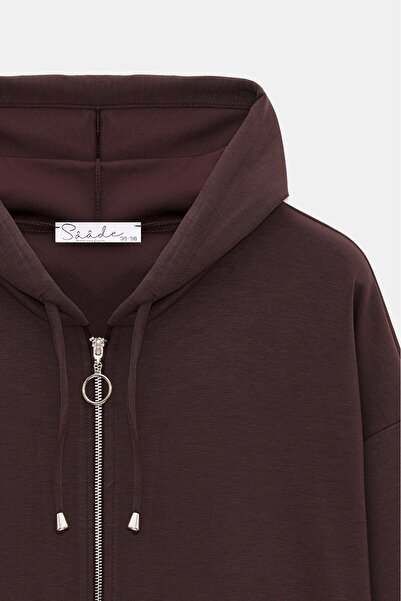 Saade Women's Oversized Hooded Zippered Pocket Sweatshirt & Wide Leg Sweatpants - 2-Piece Set