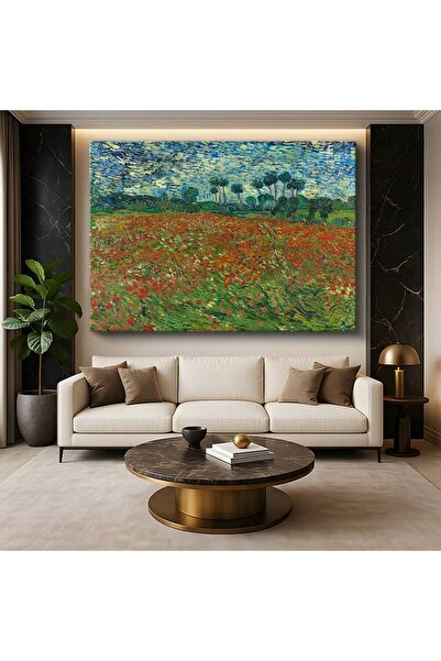 TosbArt Vincent van Gogh Gelincik Tarlası Çiçek Tarlası Resmi Kanvas Tablo Re...