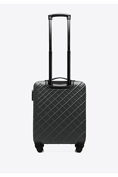 Wittchen Men's Diagonal Checked ABS Cabin Suitcase, Steel and Black, Steel and Black ABS