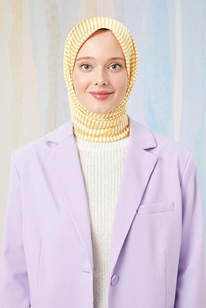 Levidor Ψηφιακό κασκόλ με ρίγες χρυσοκίτρινου χρώματος