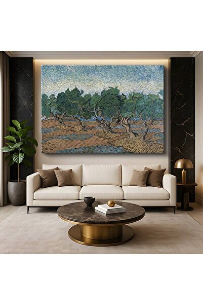gurbaart Vincent van Gogh Zeytin Ağaçları Akdeniz Manzarası Kanvas Elegant Ta...