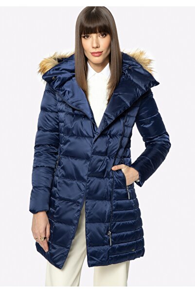 Wittchen Jachetă de damă cu puf și închidere asimetrică, bleumarin, din nailon