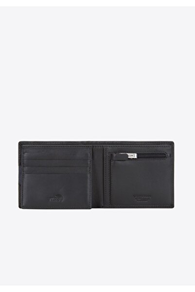 Wittchen Men's Leather Wallet with Logo Patch Medium Black and Navy Blue Leather