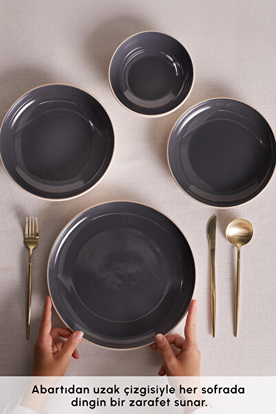 Karaca Earth Collection Terra 36 Parça 8 Kişilik Yemek Takımı Antrasit