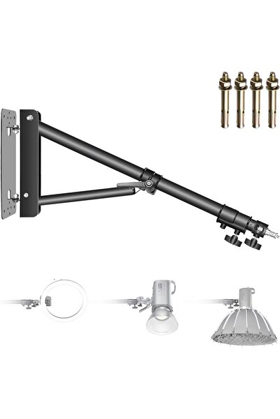 NEEWER Wall-Mount Triangle Boom Arm for Lights, 130cm (Black)