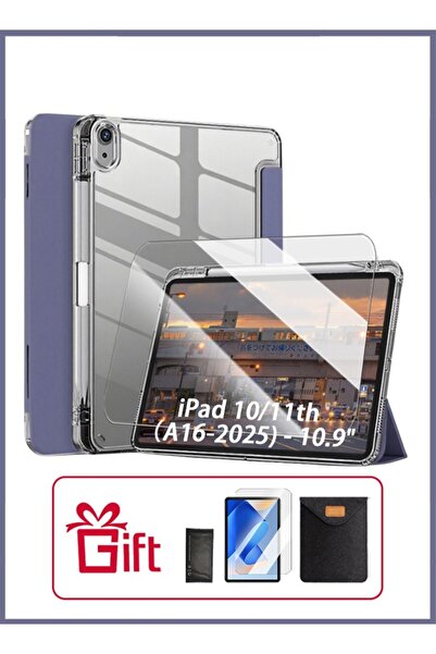yaqeen iPad 11th Gen (A16 2025)/iPad 10th Gen 10.9 Inch Case,Transparent Tri-Fold Stand Cover With Pen Slot