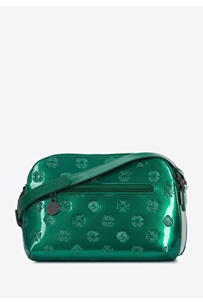 Wittchen Women's Patent Leather Messenger Bag with Monogram Green Patent Leather