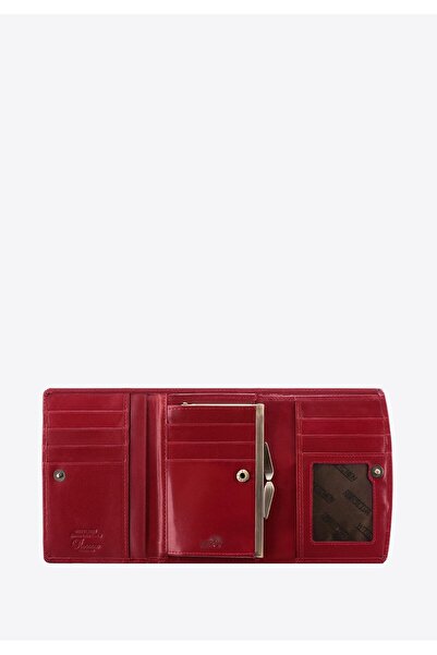 Wittchen Women's wallet made of smooth leather with a snap closure, medium red, leather