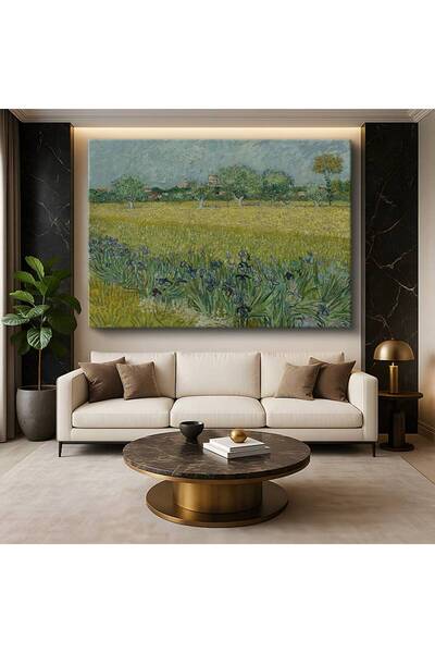 gurbaart Vincent van Gogh Süsenli Buğday Tarlası Çiçekli Tarla Resmi Kanvas M...