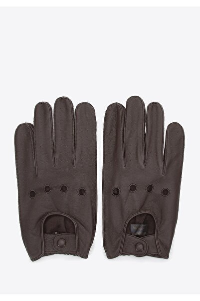 Wittchen Mănuși de șofat din piele pentru bărbați, maro închis