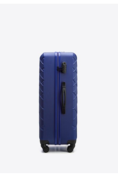 Wittchen Men's Large Diagonal Checked ABS Suitcase Navy Blue