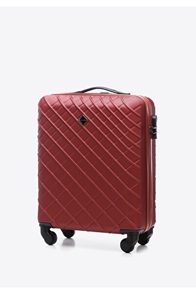 Wittchen Men's Diagonal Checked ABS Cabin Suitcase Burgundy Burgundy ABS