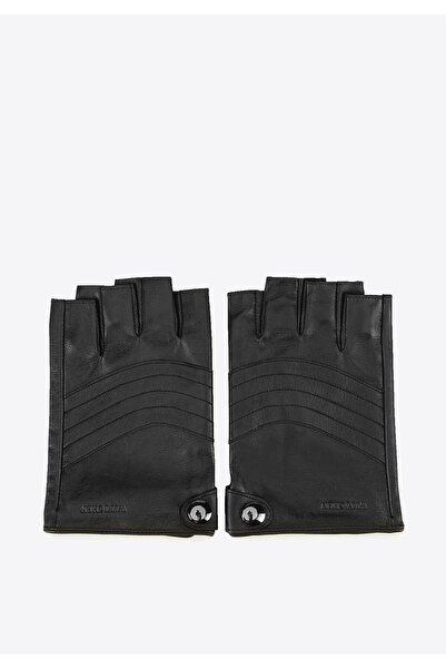 Wittchen Men's Fingerless Leather Gloves Black Leather