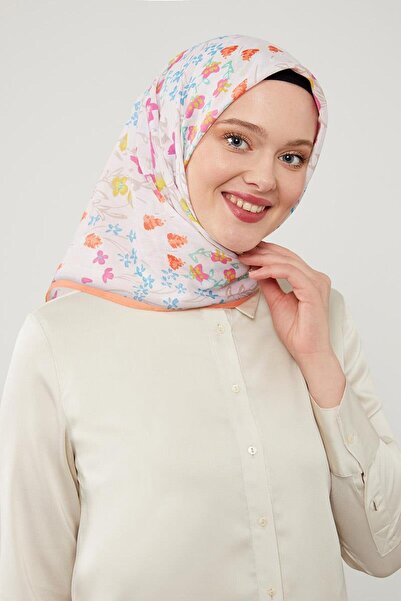 Levidor Orange Floral Cotton Scarf