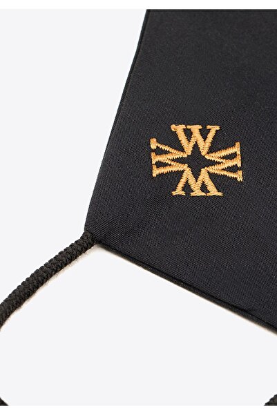 Wittchen Mască bărbătească din bumbac cu monogramă aurie, neagră, bumbac negru