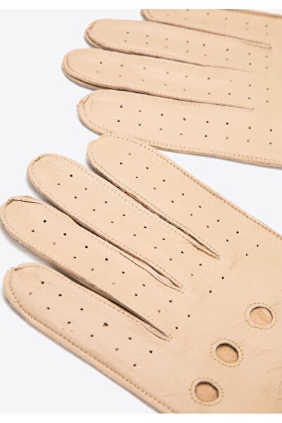 Wittchen Men's Beige Leather Driving Gloves