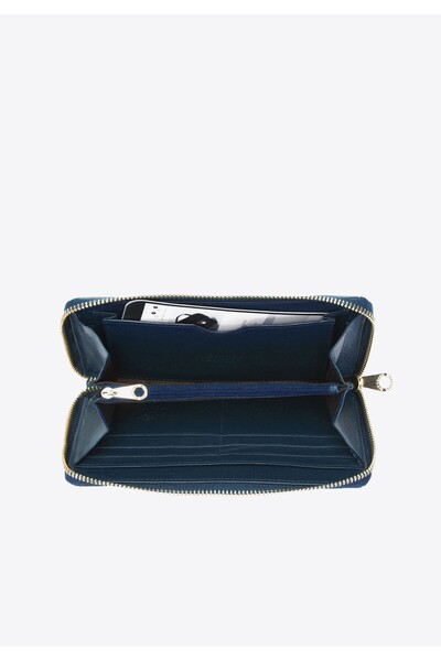 Wittchen Women's patent leather wallet on a chain, navy blue patent leather