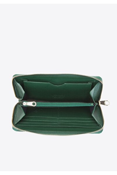 Wittchen Women's patent leather wallet on a chain, green patent leather