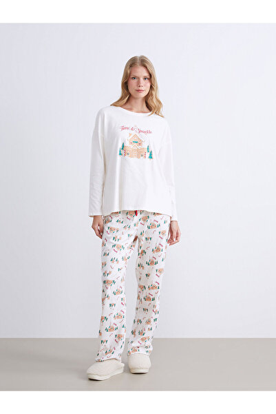 LC Waikiki Crew Neck Christmas Themed Women's Pajamas Set