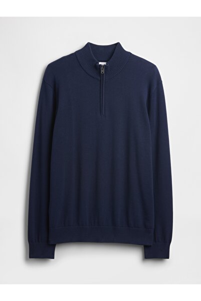 GAP Erkek Lacivert Relaxed Yarım Fermuarlı Mockneck Kazak