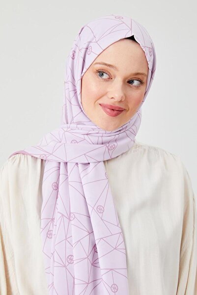 Levidor Pembe Geometrik Desen Violet Medine İpeği Şal