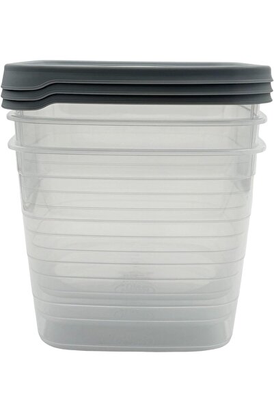 B&D Multi-Purpose Stackable Storage Containers with Lids, Clear/Grey, 5.1L, Set of 3
